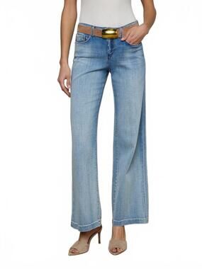 NEW L'AGENCE joanne low-rise wide-leg jeans in dry ice
